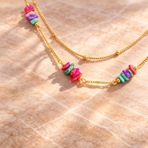 Collier pierres multicolores - image 2